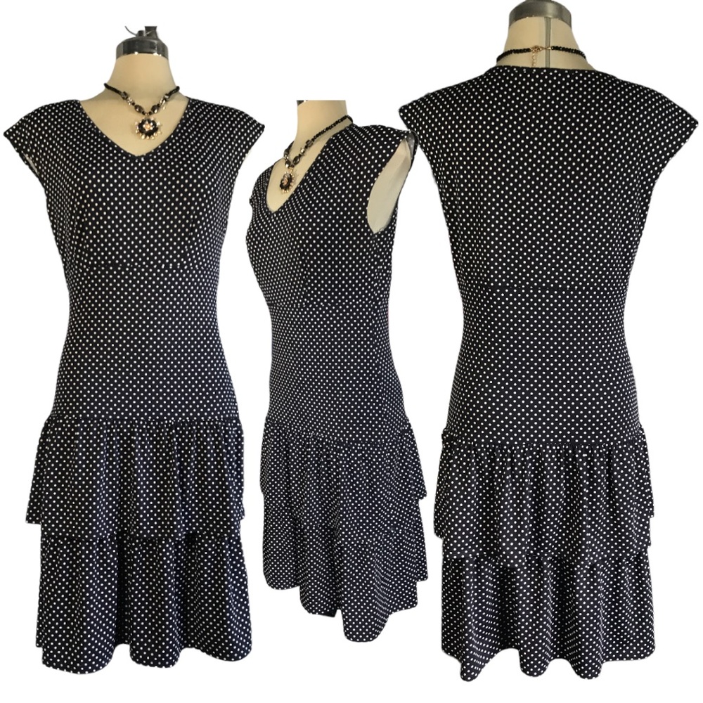 NWD New Woman Design Black and Polkadot Flare Dress size M